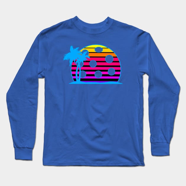 Pickleball Retro Wave Sun Vintage 80s Style Long Sleeve T-Shirt by LefTEE Designs